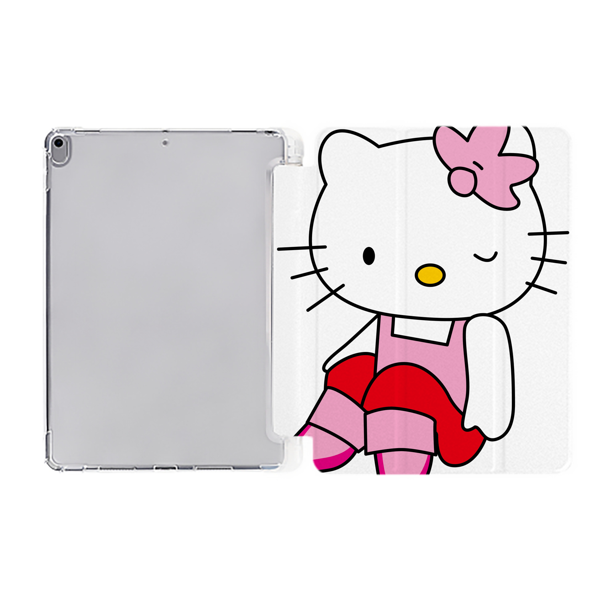 （画像用） Hello Kitty ハローキティ IPad ケース ペン収納付き 三つ折りスタンド PUレザー×シリコン 対応機種9.5/10.5/10.9インチ